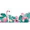 Pink Green Flamingo with Tropical Leaves Removable PVC Wall Stickers Living Room